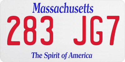 MA license plate 283JG7