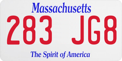 MA license plate 283JG8