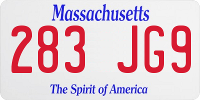 MA license plate 283JG9