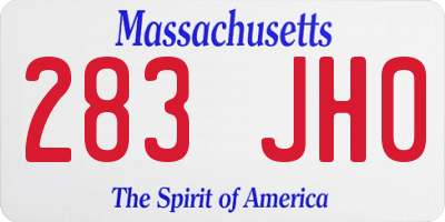 MA license plate 283JH0