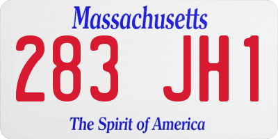 MA license plate 283JH1
