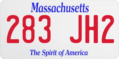 MA license plate 283JH2