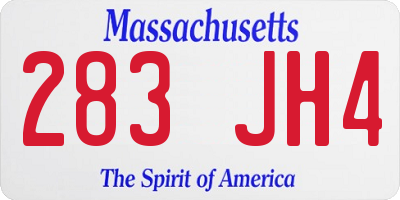 MA license plate 283JH4