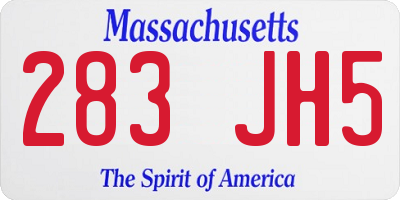 MA license plate 283JH5