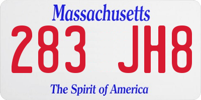 MA license plate 283JH8