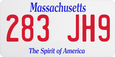 MA license plate 283JH9