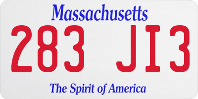 MA license plate 283JI3