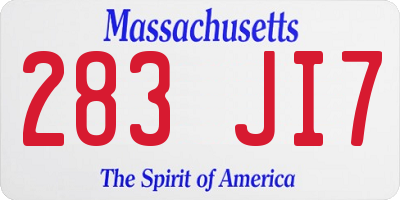 MA license plate 283JI7