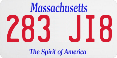 MA license plate 283JI8