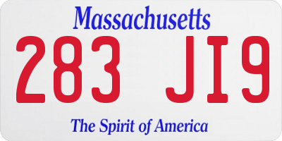MA license plate 283JI9