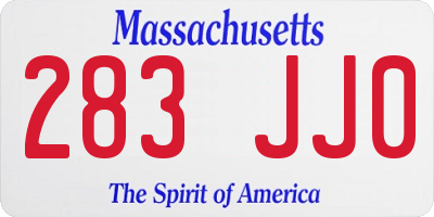 MA license plate 283JJ0