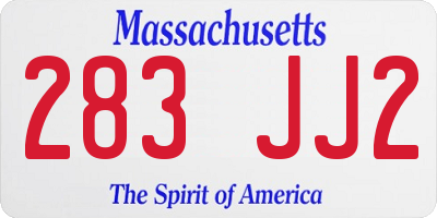 MA license plate 283JJ2