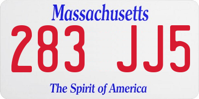 MA license plate 283JJ5