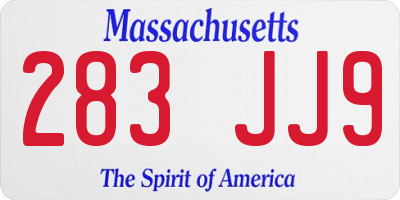 MA license plate 283JJ9