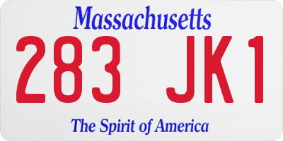 MA license plate 283JK1