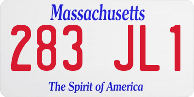 MA license plate 283JL1