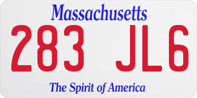 MA license plate 283JL6