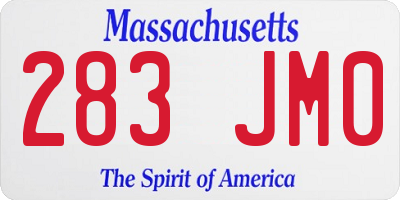 MA license plate 283JM0