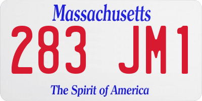 MA license plate 283JM1
