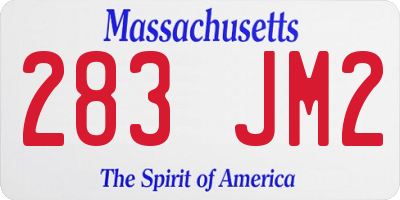 MA license plate 283JM2