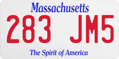 MA license plate 283JM5