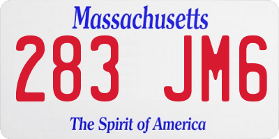 MA license plate 283JM6