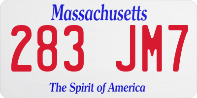 MA license plate 283JM7