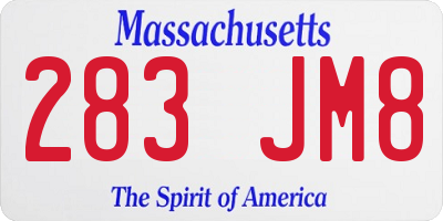 MA license plate 283JM8