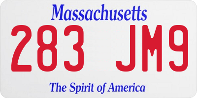 MA license plate 283JM9