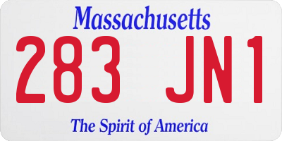 MA license plate 283JN1