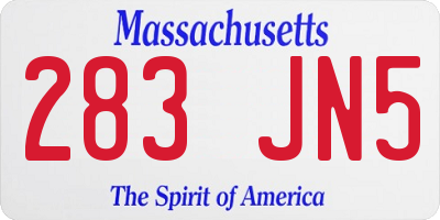 MA license plate 283JN5