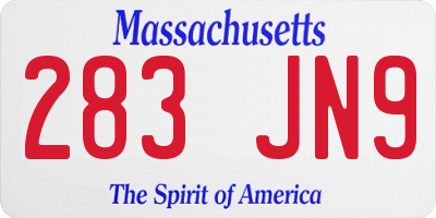 MA license plate 283JN9