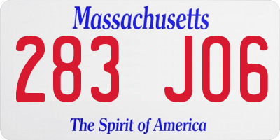 MA license plate 283JO6