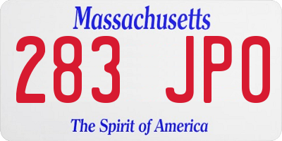 MA license plate 283JP0