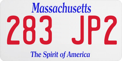 MA license plate 283JP2