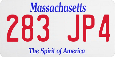 MA license plate 283JP4