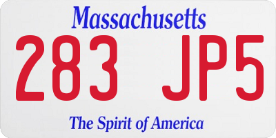 MA license plate 283JP5