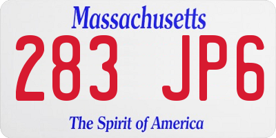 MA license plate 283JP6