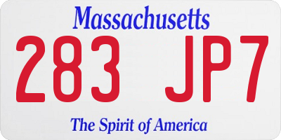 MA license plate 283JP7