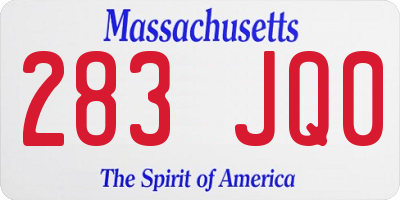 MA license plate 283JQ0