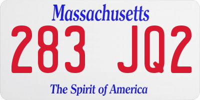 MA license plate 283JQ2