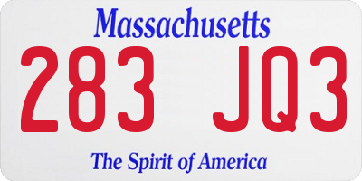 MA license plate 283JQ3