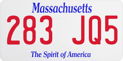 MA license plate 283JQ5