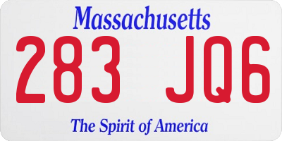 MA license plate 283JQ6