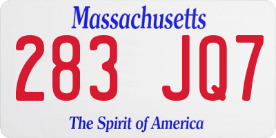MA license plate 283JQ7