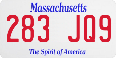 MA license plate 283JQ9