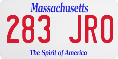 MA license plate 283JR0