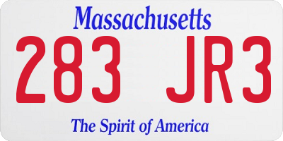 MA license plate 283JR3