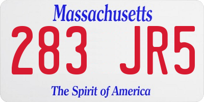 MA license plate 283JR5