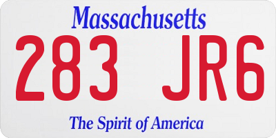 MA license plate 283JR6